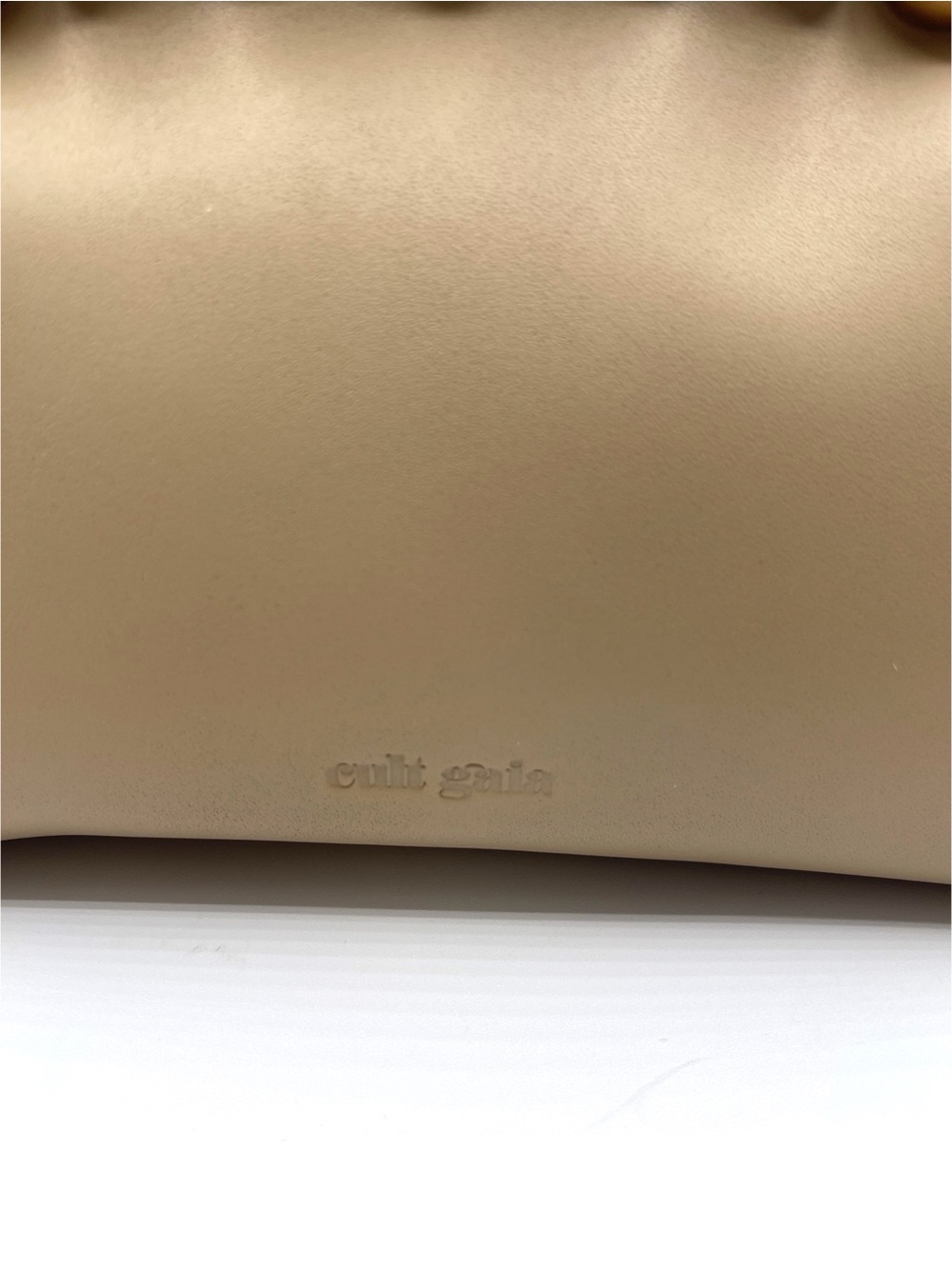CULT GAIA Una Gold Pearl Detail Leather Sand Dollar Clutch - Picture 5 of 11